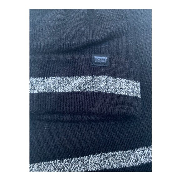 Levi’s mens winter 2 pc set knit hat and scarf set black/grey OSFM - Picture 4 of 11